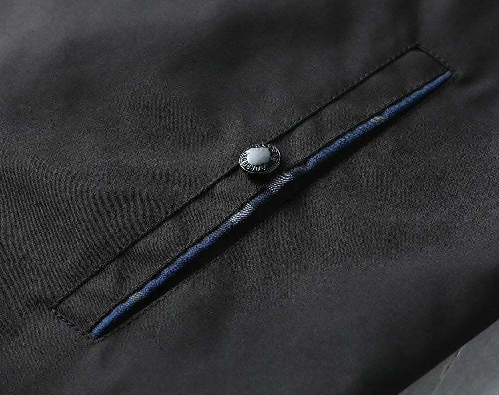 Plaid‑Lined Zip‑Up Collared Jacket