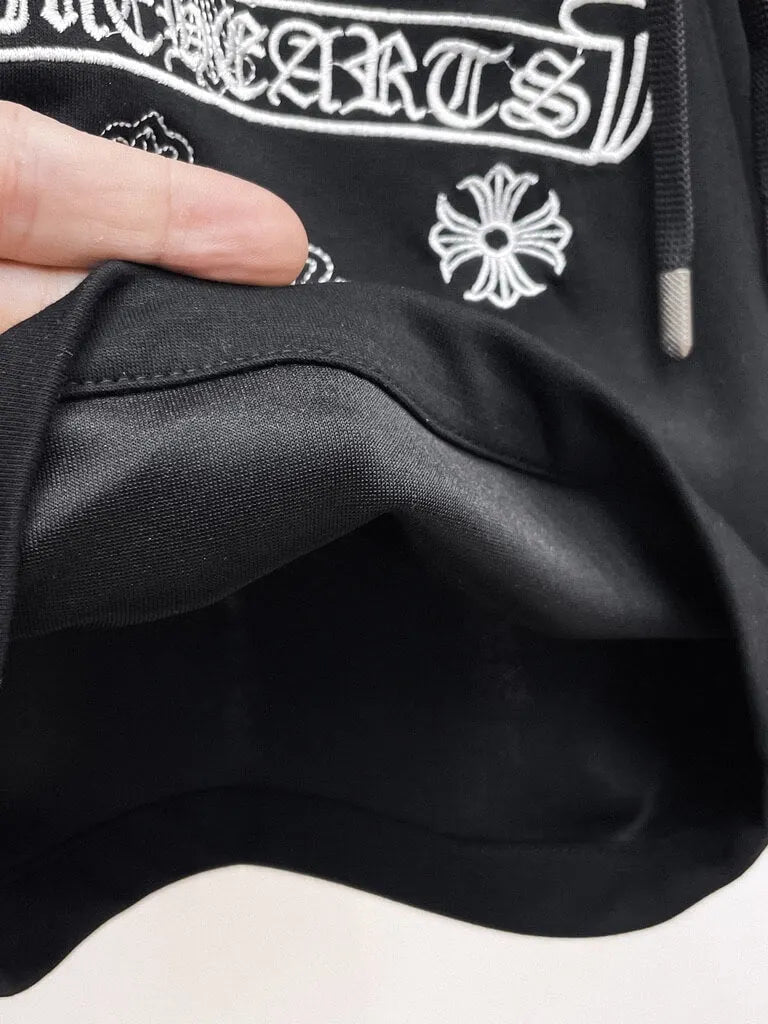 Cross‑Graphic Print Drawstring Shorts