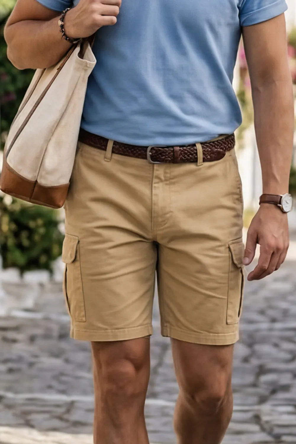 Drawstring Waist Outdoor Cargo Shorts