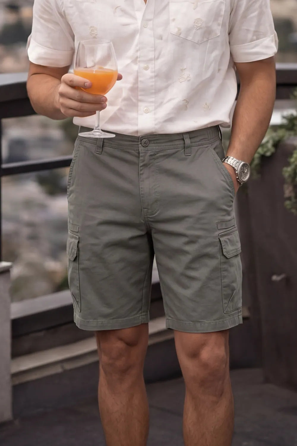 Drawstring Waist Outdoor Cargo Shorts