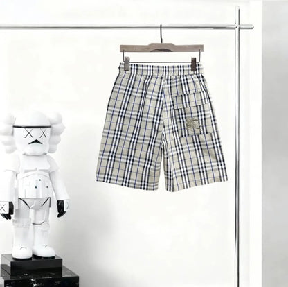 Plaid Drawstring Casual Shorts