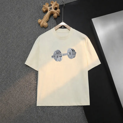 Dumbbell Pattern Realistic Print T‑shirt