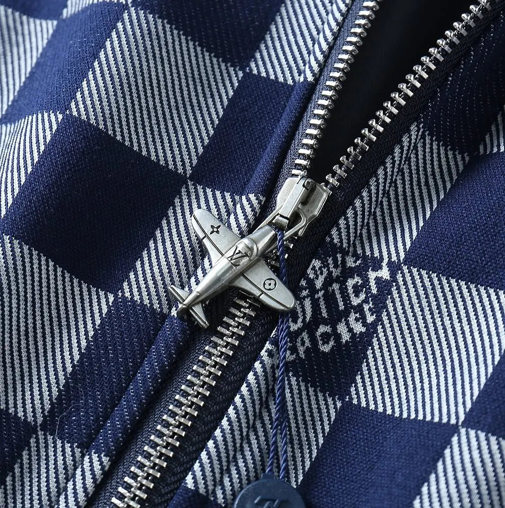 Checker Pattern Casual Bomber Jacket
