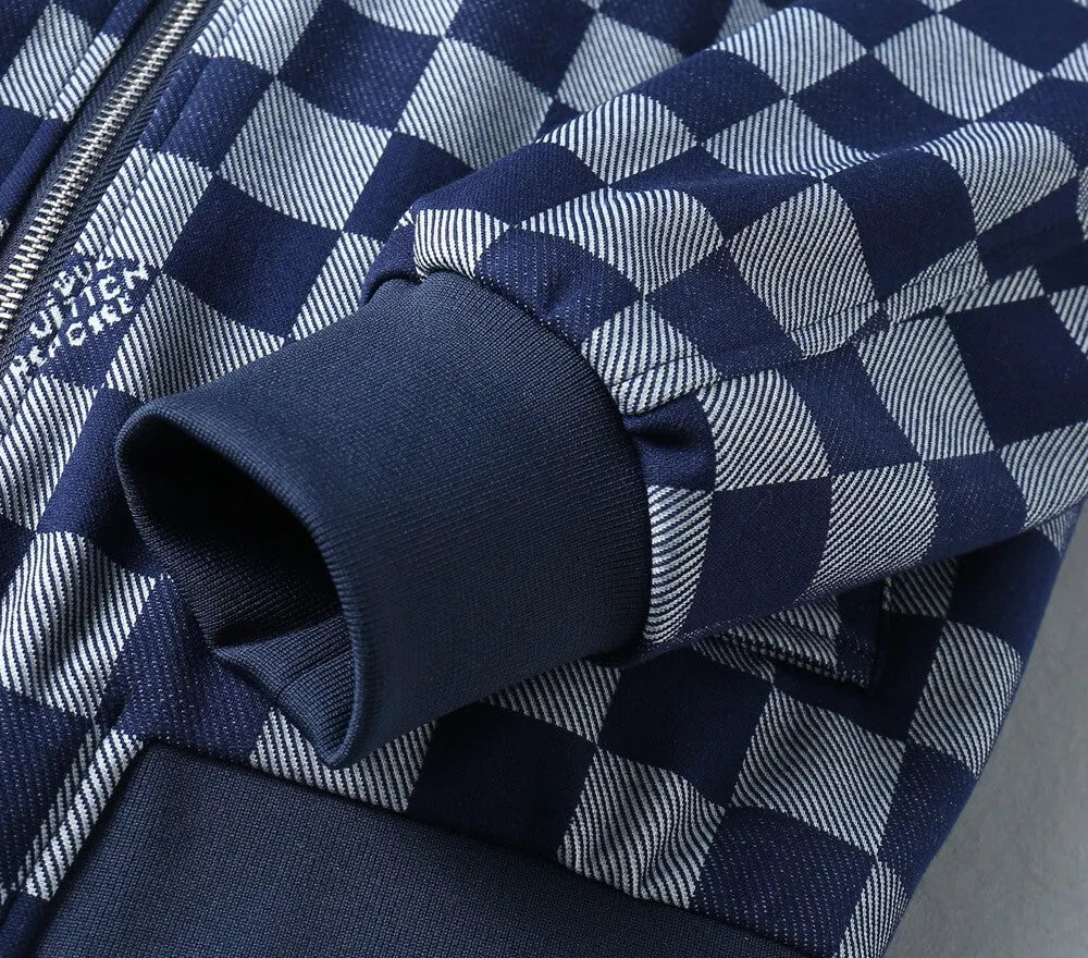 Checker Pattern Casual Bomber Jacket