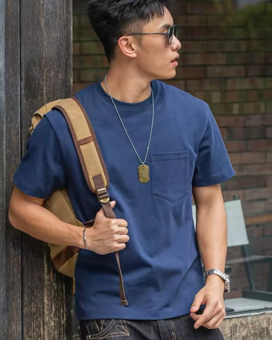 Casual 100% Pure Cotton Short Sleeve T-Shirt- NAVY