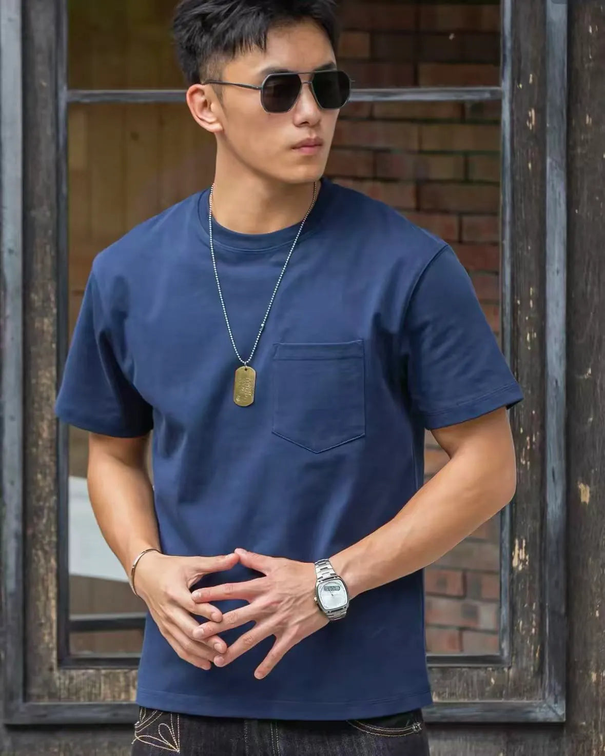 Casual 100% Pure Cotton Short Sleeve T-Shirt- NAVY