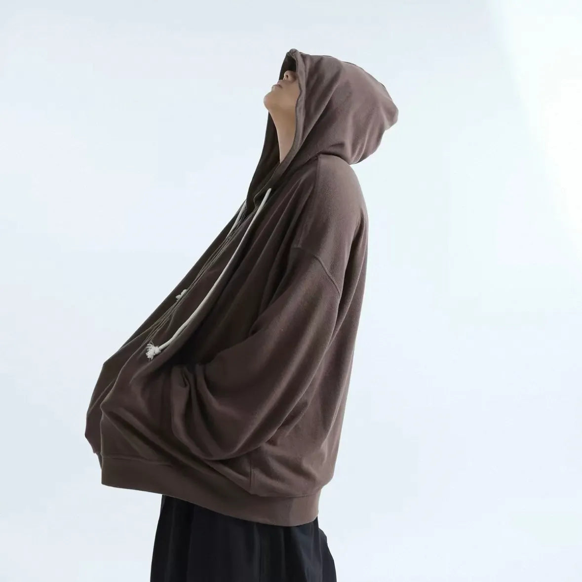 Minimal Stand Collar Cotton Hoodie