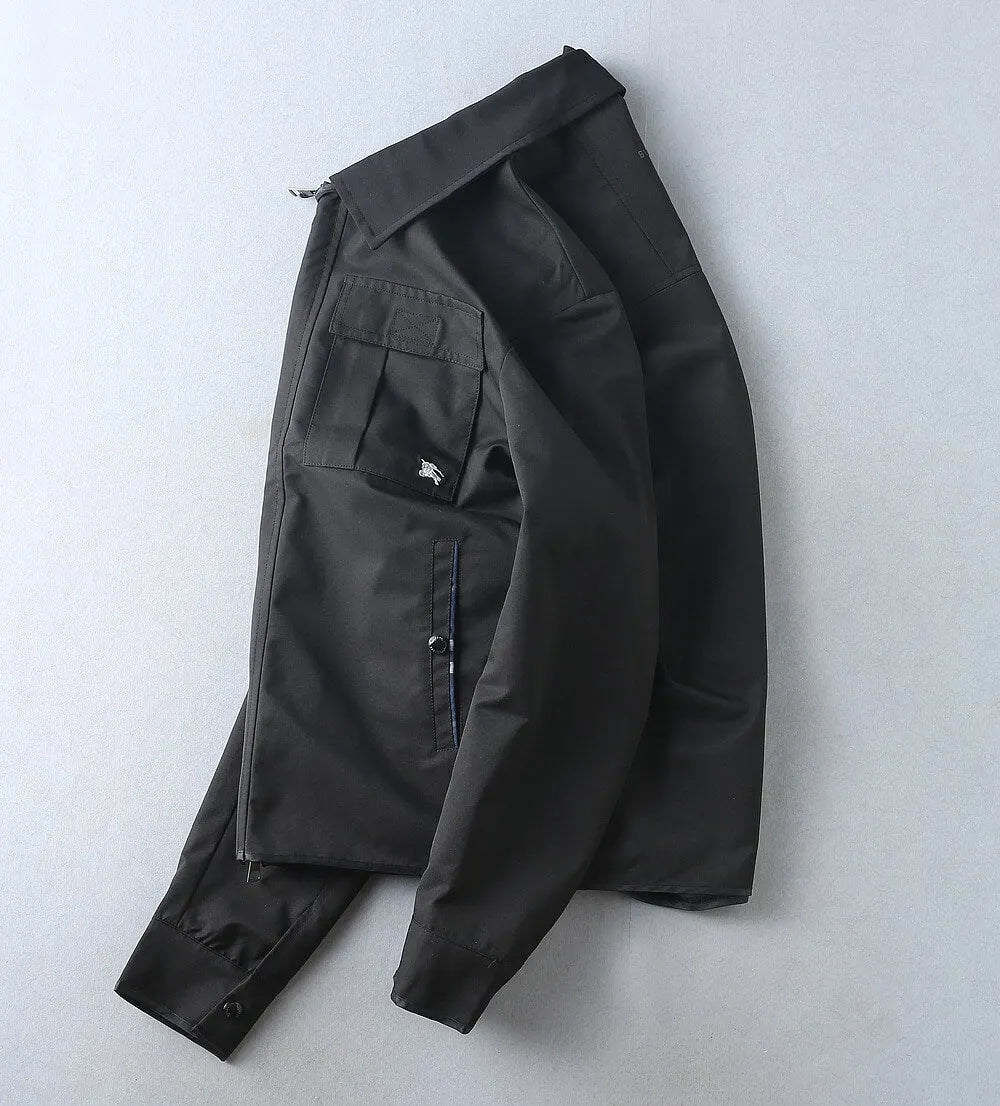 Plaid‑Lined Zip‑Up Collared Jacket