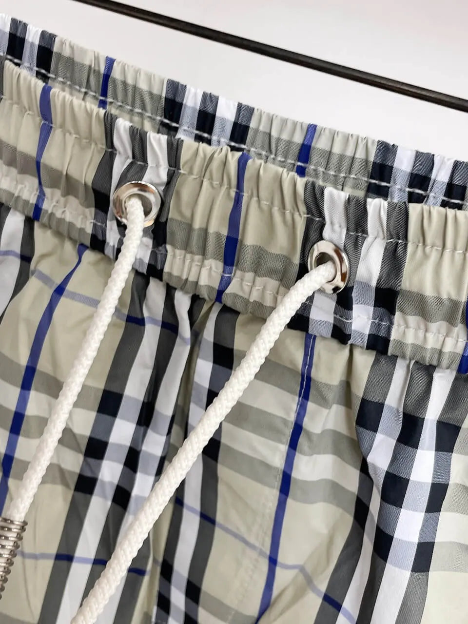 Plaid Drawstring Casual Shorts