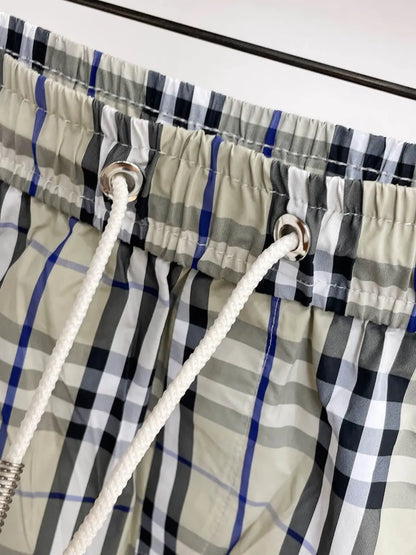 Plaid Drawstring Casual Shorts