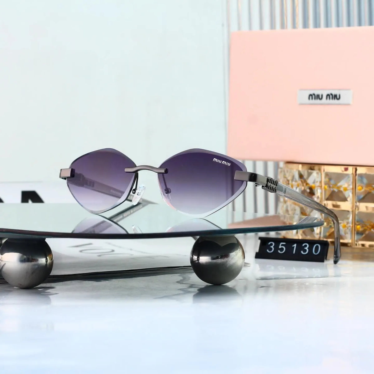 Rimless Irregular Sunglasses