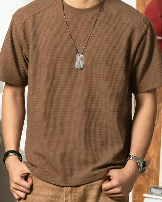 Brown 100% Cotton Crew Neck T‑Shirt