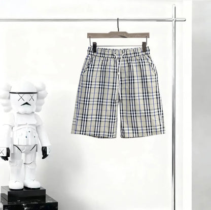 Plaid Drawstring Casual Shorts