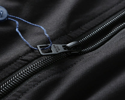Checker‑Panel Zip‑Up Stand‑Collar Jacket