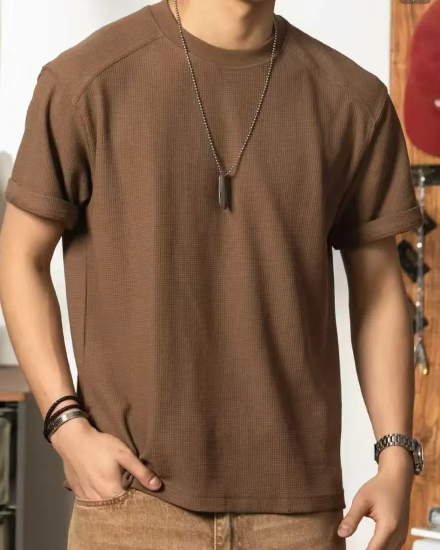 Brown 100% Cotton Crew Neck T‑Shirt
