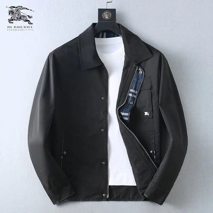 Plaid‑Lined Zip‑Up Collared Jacket