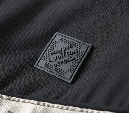 Checker‑Panel Zip‑Up Stand‑Collar Jacket