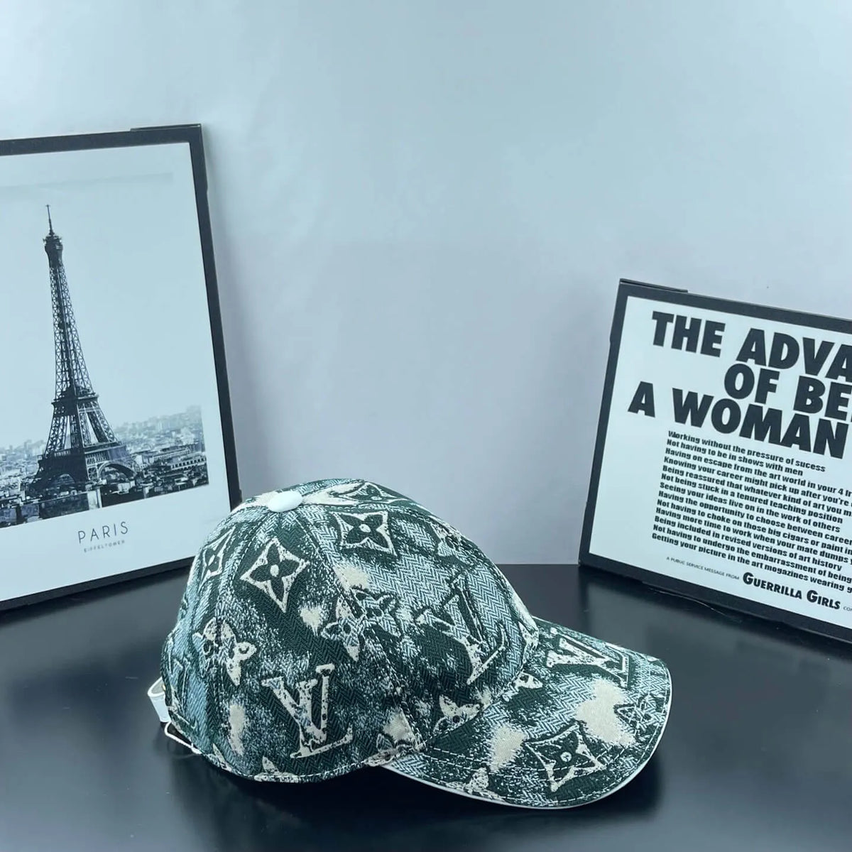Distressed All-Over Monogram Baseball Cap